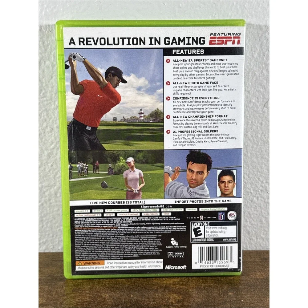 Tiger Woods PGA Tour 08 Xbox 360 Golf Game EA Sports Tested Complete CIB